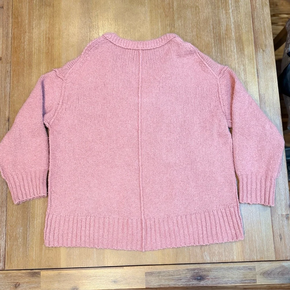 Free‎ People Brookside Sweater Oversized Tunic V-Neck Alpine Rose Sz XS (M Fit)